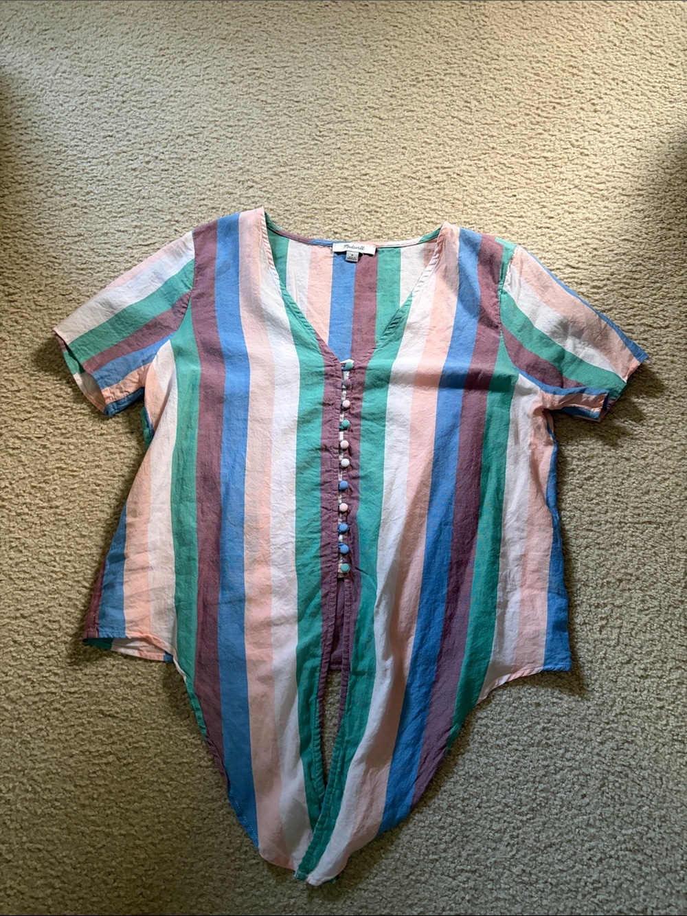 Madewell Striped Button-Front Short Sleeve top